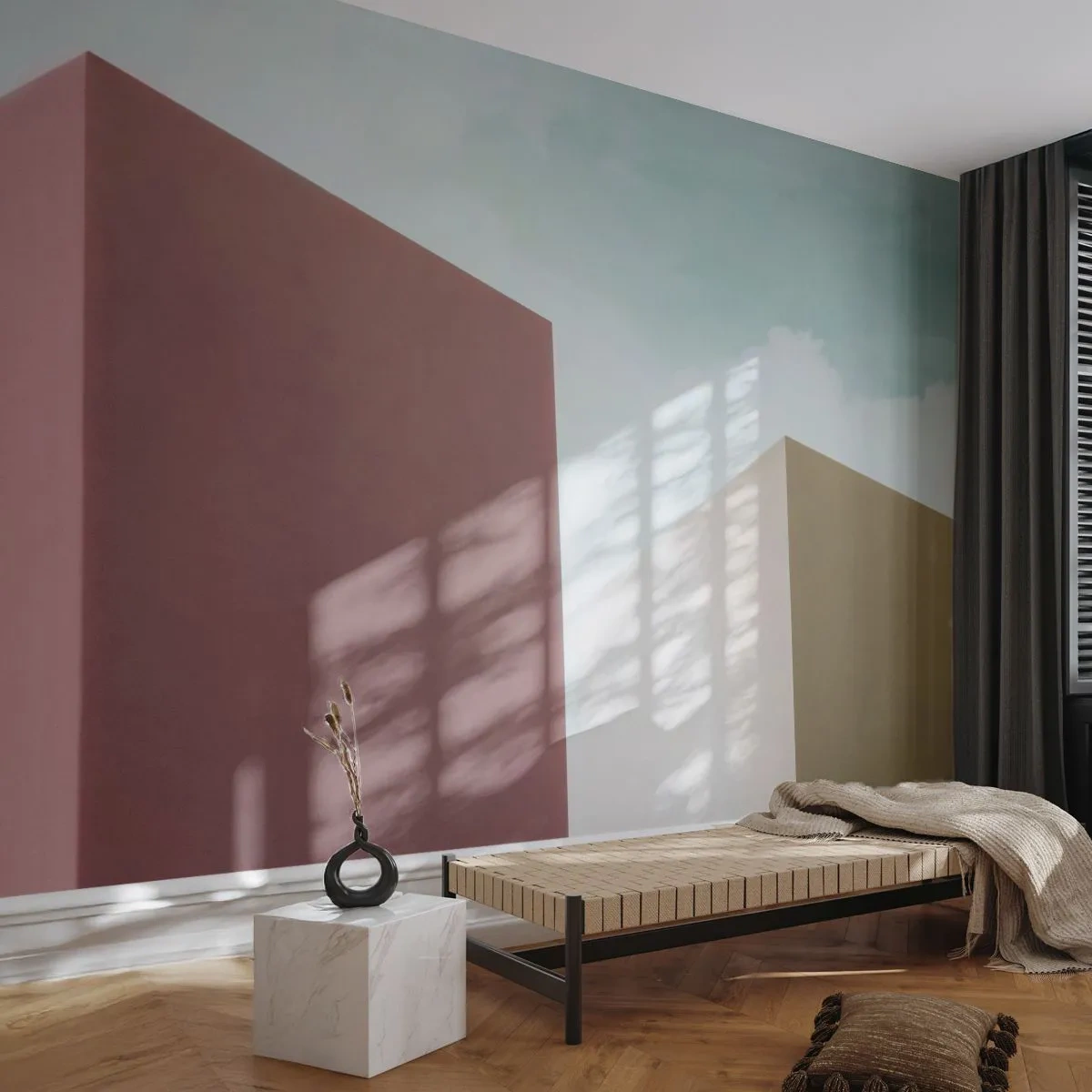 Fotomurali Premium Sand - Geometria di un'estate assolata - Edifici, Architettura, Tridimensionale - 350x256 cm