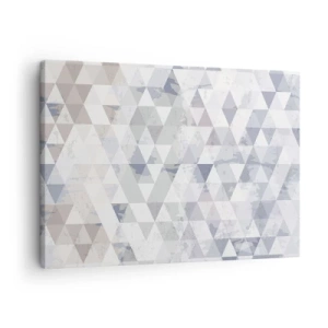 Quadro su tela - Stampe su Tela - Motivo geometrico a triangolo in tonalità pastello - 70x50cm - Al ritmo di tre - Decorazione murale moderna per soggiorno e camera da letto ARTTOR