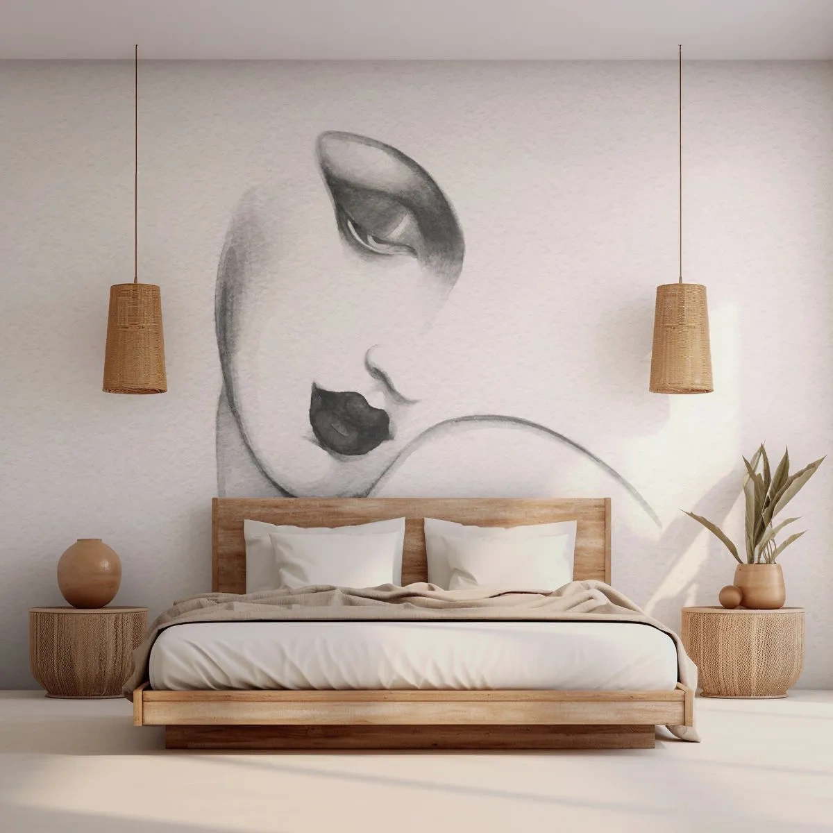 Fotomurali Premium Canvas - Un sottile ritratto di una donna in stile monocromatico - 100x70cm - Nello stile di Lempicka - Decorazione murale moderna per soggiorno e camera da letto ARTTOR