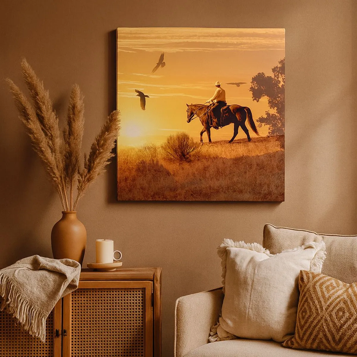 Quadro su tela - Stampe su Tela - Da solo nella prateria - 30x30 cm