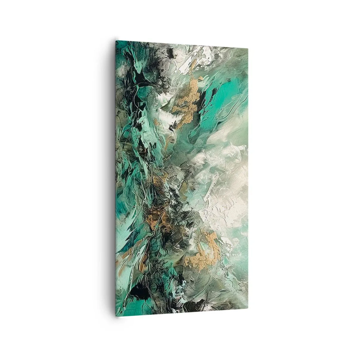 Quadro su tela - Stampe su Tela - Frangente nero e smeraldo - 65x120 cm