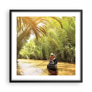Poster in cornice nera - Tunnel di palme - 50x50 cm