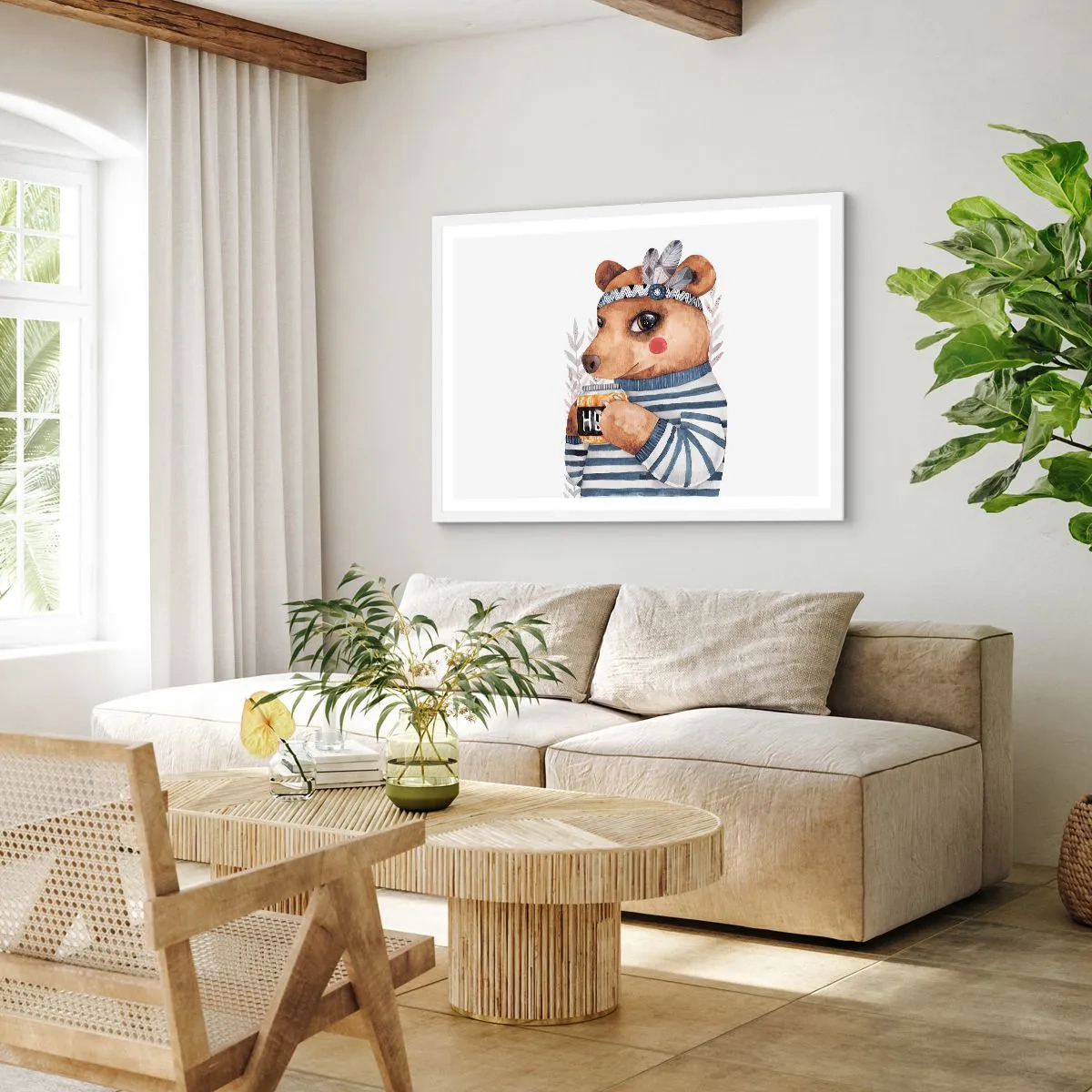 Poster in cornice bianca - Dolce orsetto - 91x61 cm