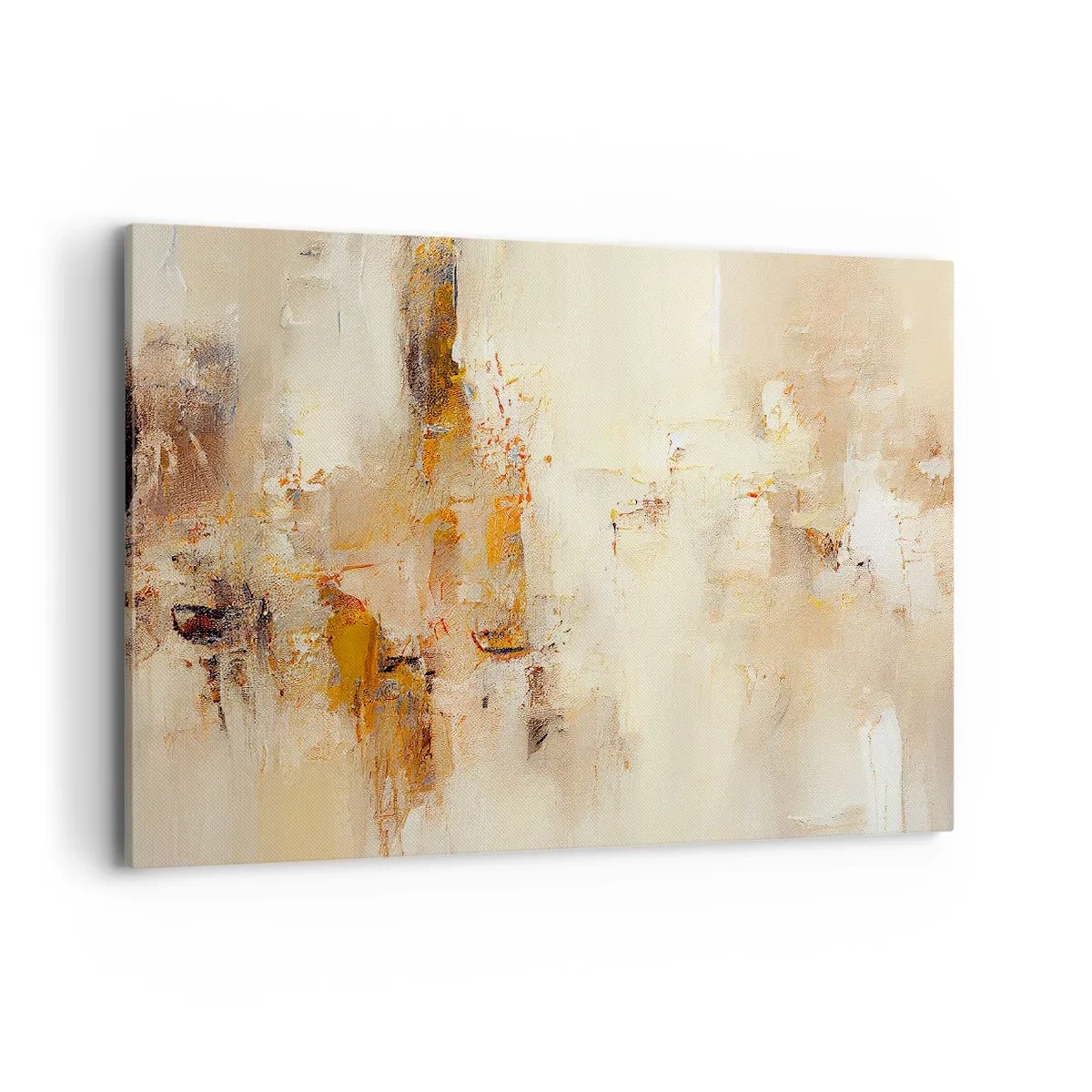 Quadro su tela - Stampe su Tela - Una composizione astratta nelle calde tonalità del giallo e del marrone. - 120x80cm - L'anima dell'ambra - Decorazione murale moderna per soggiorno e camera da letto ARTTOR