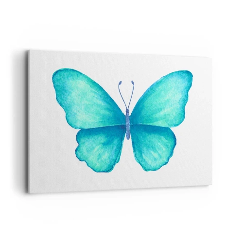 Quadro su tela - Stampe su Tela - Farfalla blu in stile acquerello su sfondo bianco - 100x70cm - Turchese di natura - Decorazione murale moderna per soggiorno e camera da letto ARTTOR