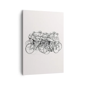 Quadro su tela - Stampe su Tela - Un gruppo di ciclisti in movimento in stile minimalista - 50x70cm - Insieme - Decorazione murale moderna per soggiorno e camera da letto ARTTOR