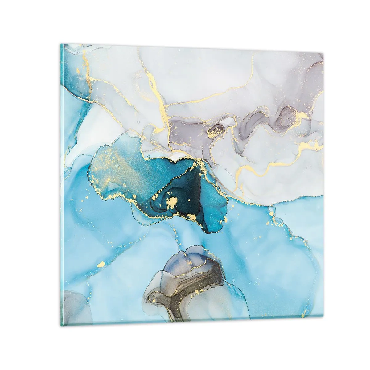 Quadro su vetro - Studio di incontro tra grigio e turchese - 60x60 cm