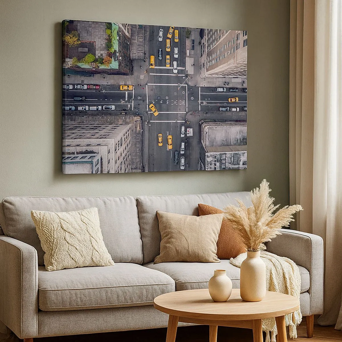 Quadro su tela - Stampe su Tela - Vista aerea di una trafficata strada cittadina - 70x50cm - Scelta semplice - Decorazione murale moderna per soggiorno e camera da letto ARTTOR