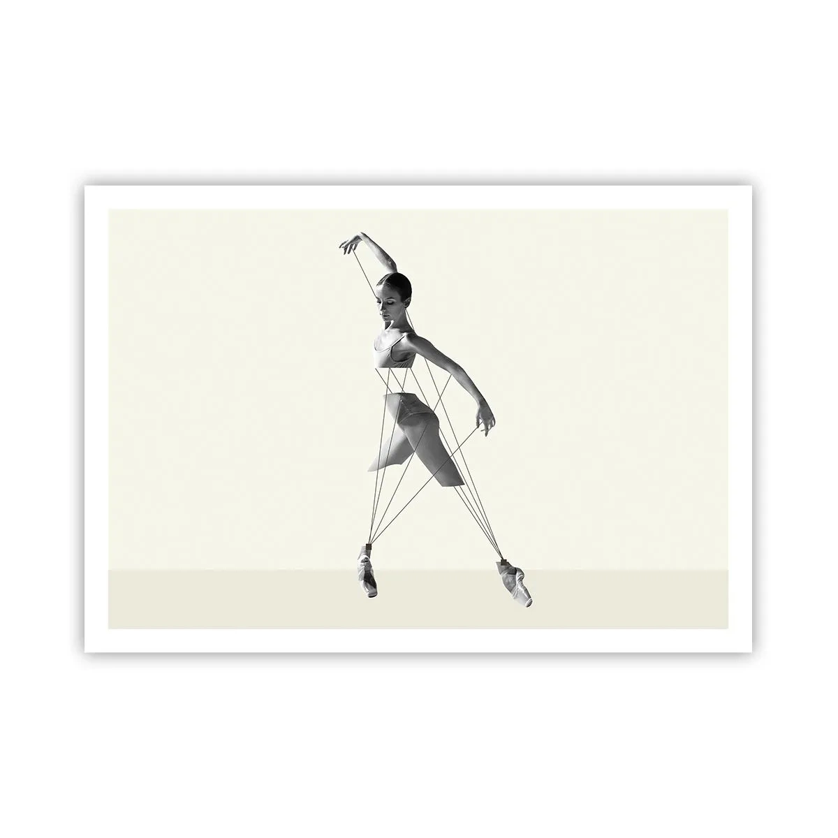 Poster - Ballerina in un'interpretazione geometrica con linee - 100x70cm - Nel teatro del mondo - Decorazione murale moderna per soggiorno e camera da letto ARTTOR