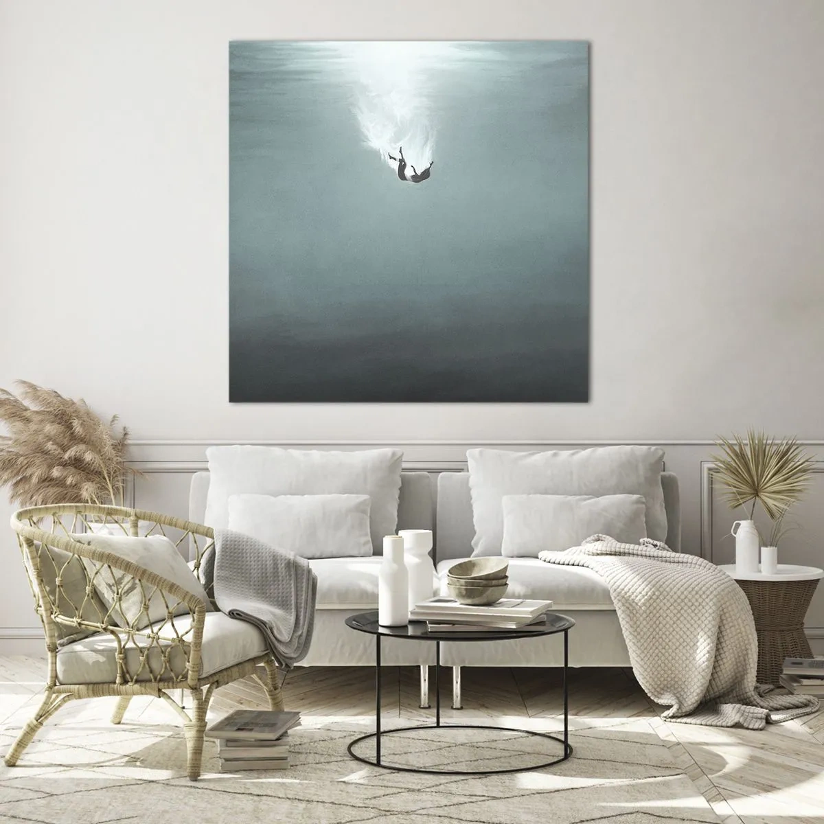 Quadro su vetro - Nell'abbraccio dell'oceano - 40x40 cm