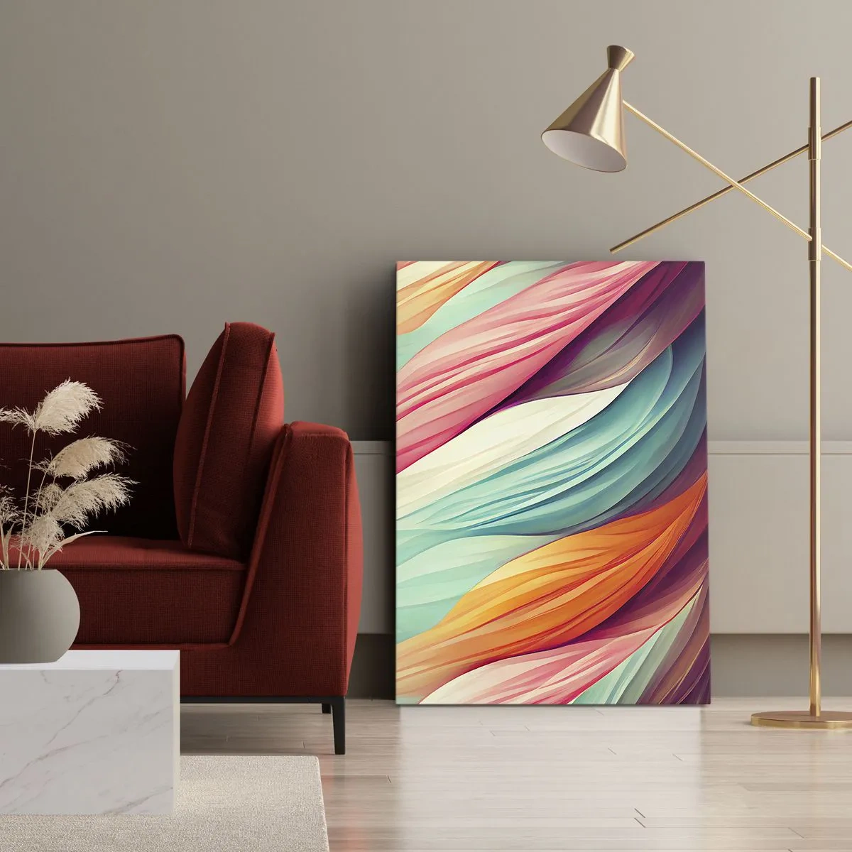 Quadro su tela - Stampe su Tela - Intreccio arcobaleno - 55x100 cm
