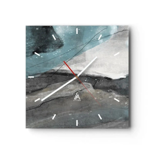 Orologio da parete - Orologio in Vetro - Composizione astratta nei toni del grigio e del blu - 30x30cm - Astrazione: rocce e ghiaccio - Decorazione murale moderna per soggiorno e camera da letto ARTTOR