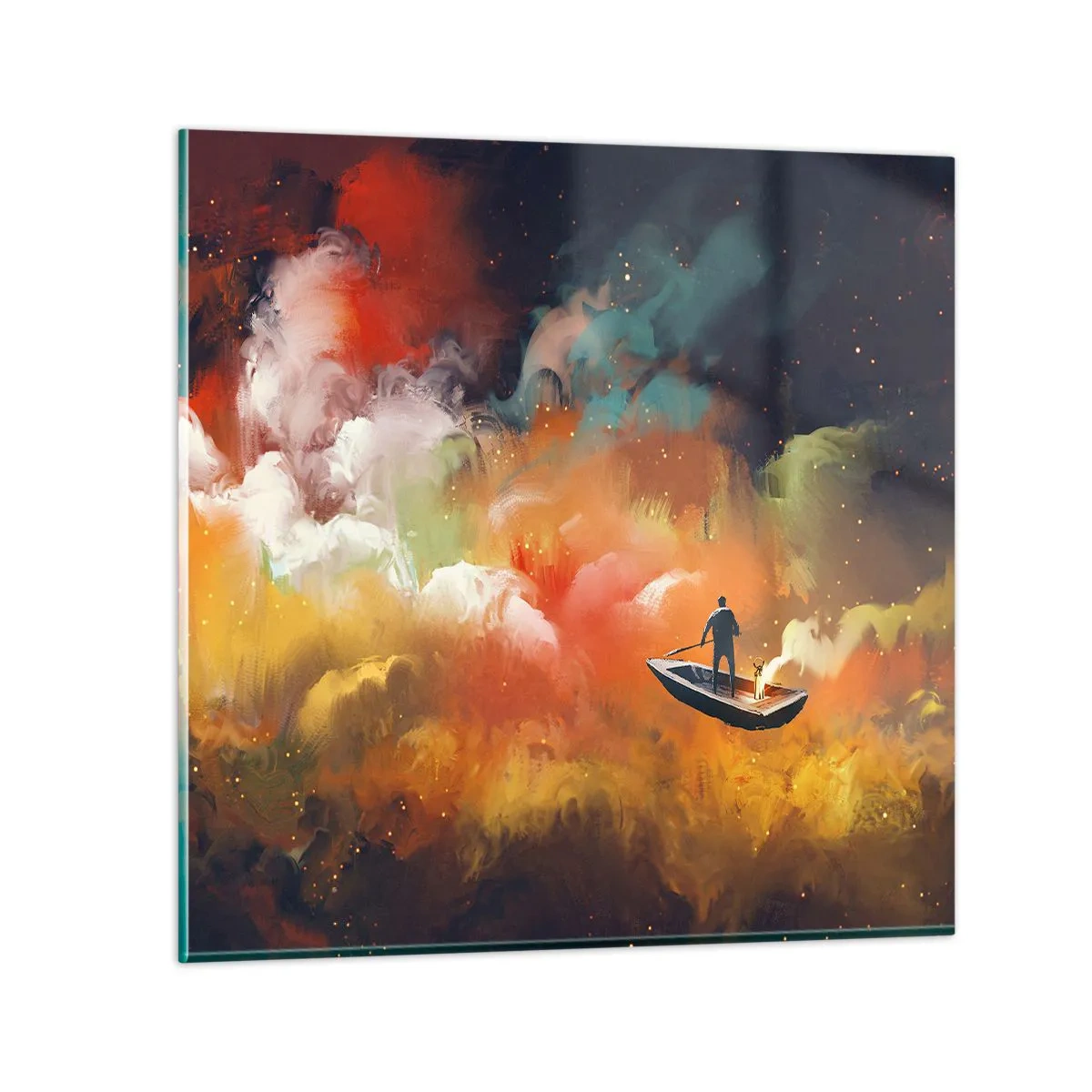 Quadro su vetro - In barca attraverso la galassia - 50x50 cm