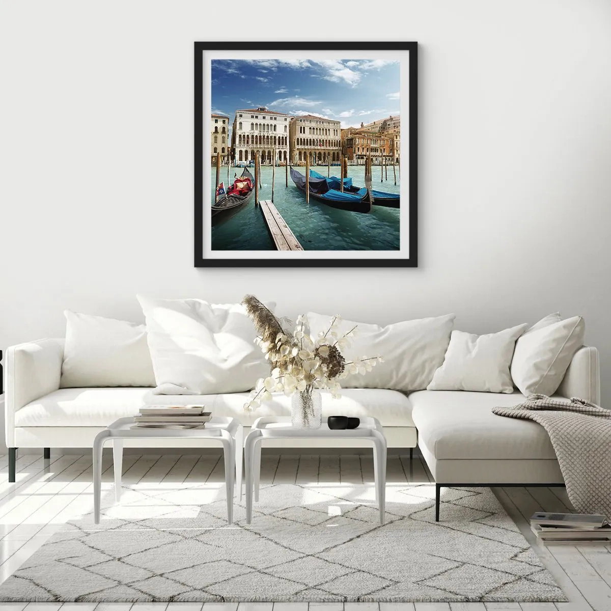Poster in cornice nera - Palazzi nel blu - 60x60 cm