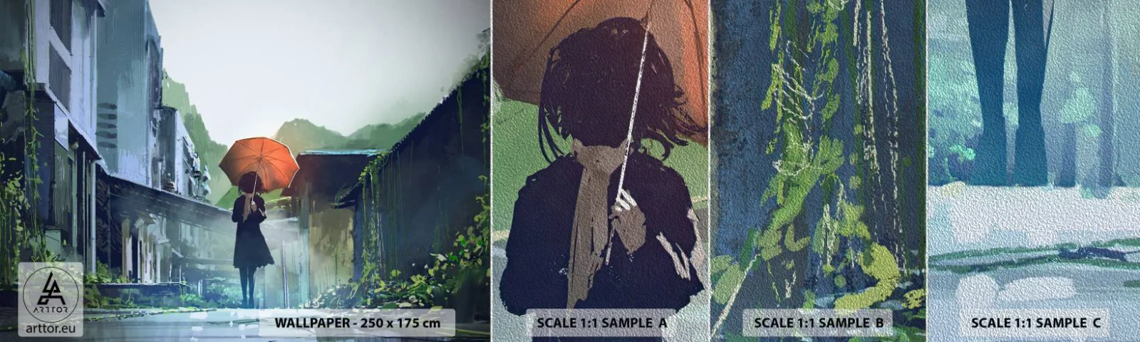 Campione di Fotomurale Premium Sand - Pioggia vivificante - Astrazione, Città, Architettura - 100x30 cm