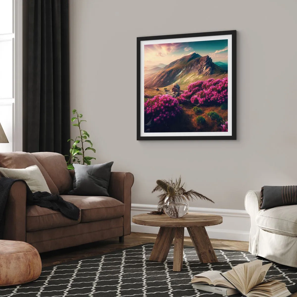 Poster in cornice nera - L'estate sui monti - 60x60 cm