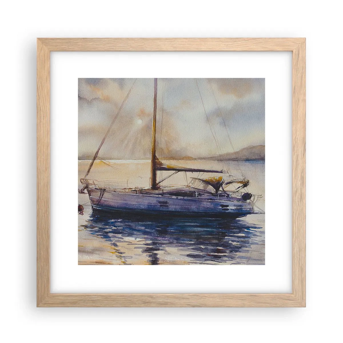 Poster in cornice rovere chiaro - La sera nel golfo - 30x30 cm