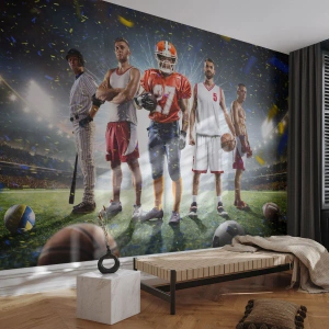 Fotomurali Standard Eco - Atleti di varie discipline sotto i riflettori nello stadio - 100x70cm - I campi dei gladiatori - Decorazione murale moderna per soggiorno e camera da letto ARTTOR