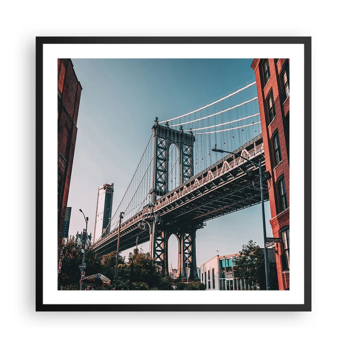 Poster in cornice nera - Sopra le onde della città - 60x60 cm