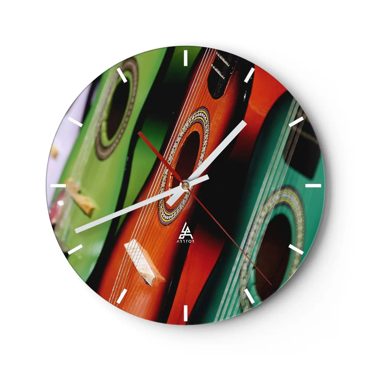 Orologio da parete - Orologio in Vetro - La chitarra ha molti colori - 40x40 cm