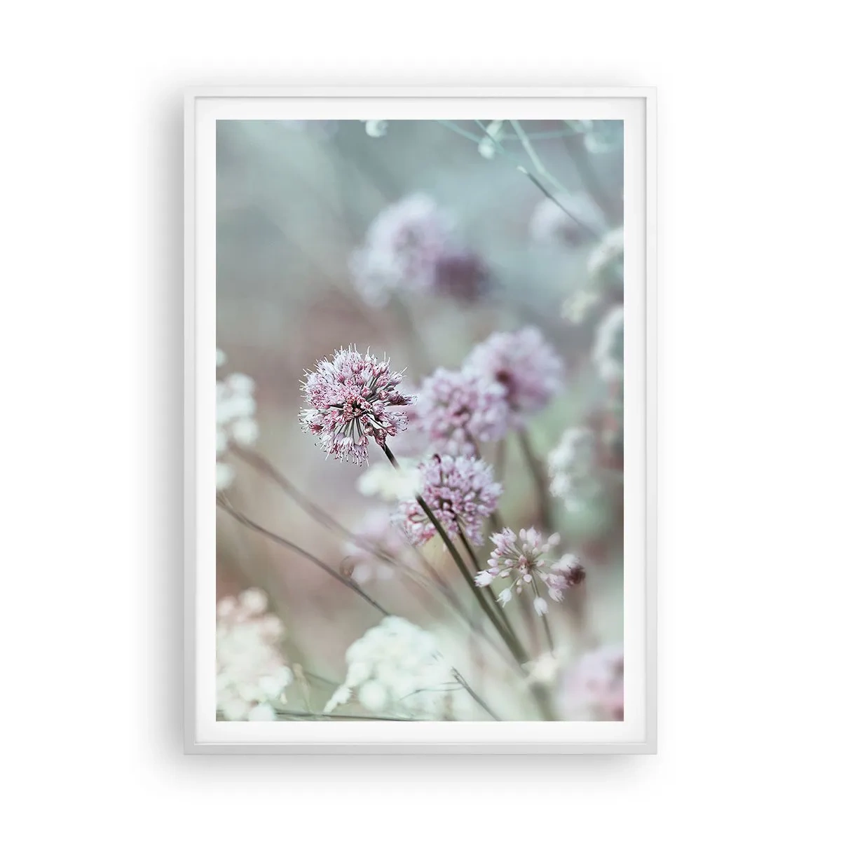 Poster in cornice bianca - Le dolci filigrane delle erbe - 70x100 cm