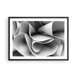 Poster in cornice nera - Dettagli in bianco e nero di forme astratte - 70x50cm - Avviene nello spazio - Decorazione murale moderna per soggiorno e camera da letto ARTTOR