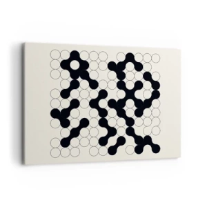 Quadro su tela - Stampe su Tela - Motivi in bianco e nero con cerchi su sfondo chiaro - 100x70cm - Gioco cinese: variazione - Decorazione murale moderna per soggiorno e camera da letto ARTTOR