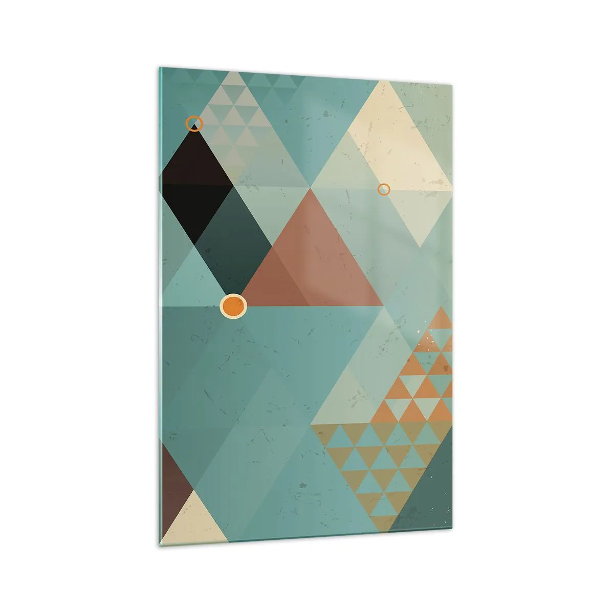 Quadro su vetro - Motivi geometrici nei toni del turchese e del marrone - 70x100cm - Unità della molteplicità, molteplicità dell'unità - Decorazione murale moderna per soggiorno e camera da letto ARTTOR