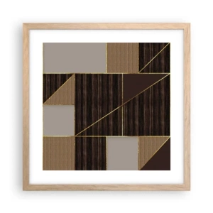 Poster in cornice rovere chiaro - Mosaico di marrone e oro - 40x40 cm