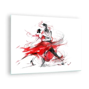 Quadro su vetro - Una coppia di ballerini in una danza dinamica ad acquerello - 70x50cm - Tango: il ritmo della passione - Decorazione murale moderna per soggiorno e camera da letto ARTTOR
