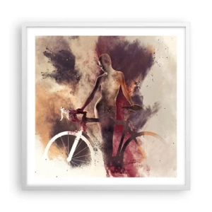 Poster in cornice bianca - Nelle forme di marmo un'anima da ciclista - 60x60 cm