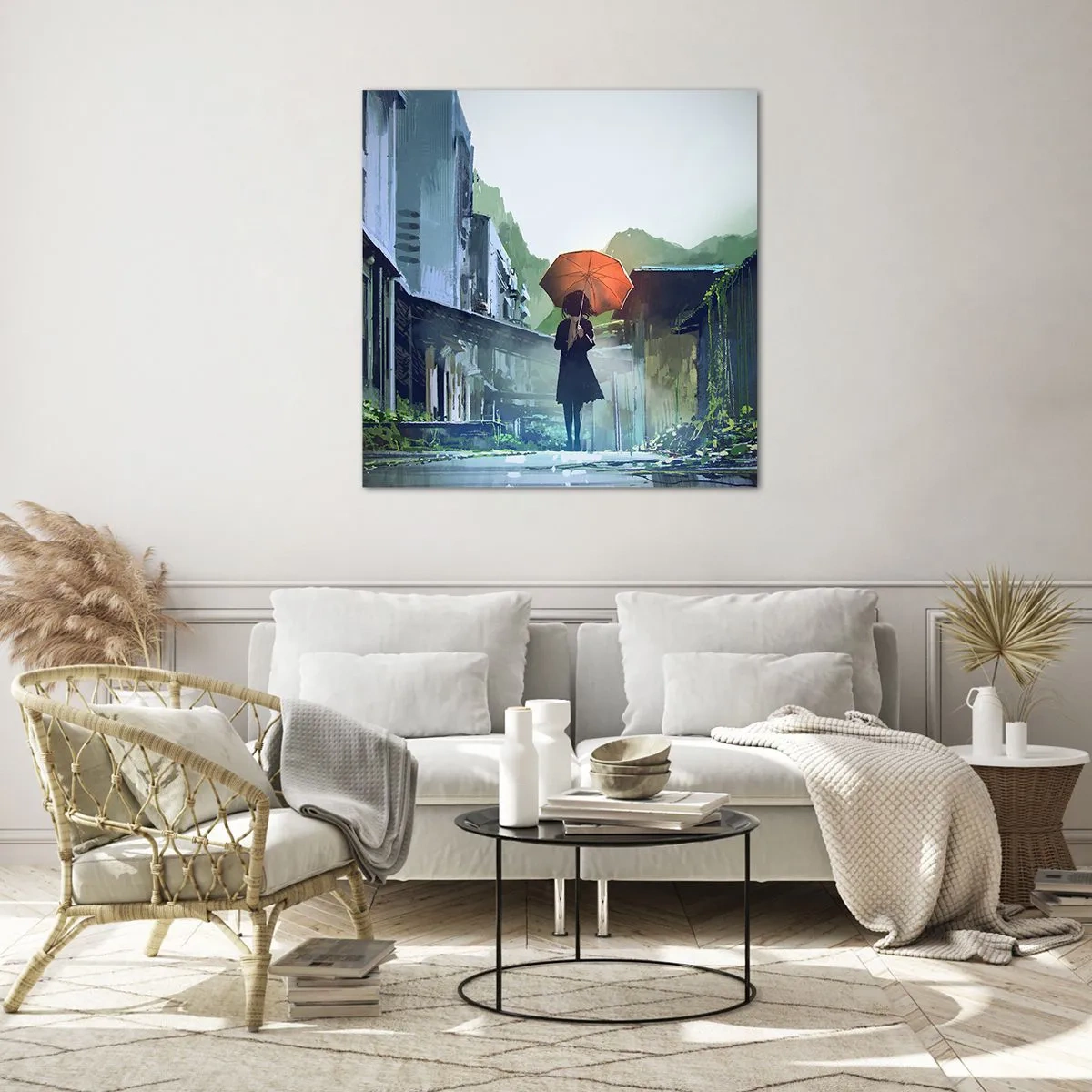 Quadro su vetro - Pioggia vivificante - 30x30 cm