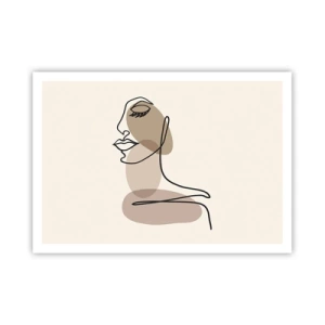 Poster - Un profilo femminile in stile minimalista - 100x70cm - La linea sicura della bellezza - Decorazione murale moderna per soggiorno e camera da letto ARTTOR