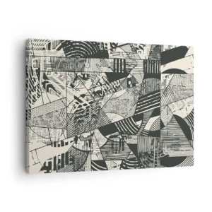 Quadro su tela - Stampe su Tela - Motivi geometrici astratti in tonalità di verde su sfondo chiaro - 70x50cm - Dinamica della contemporaneità - Decorazione murale moderna per soggiorno e camera da letto ARTTOR