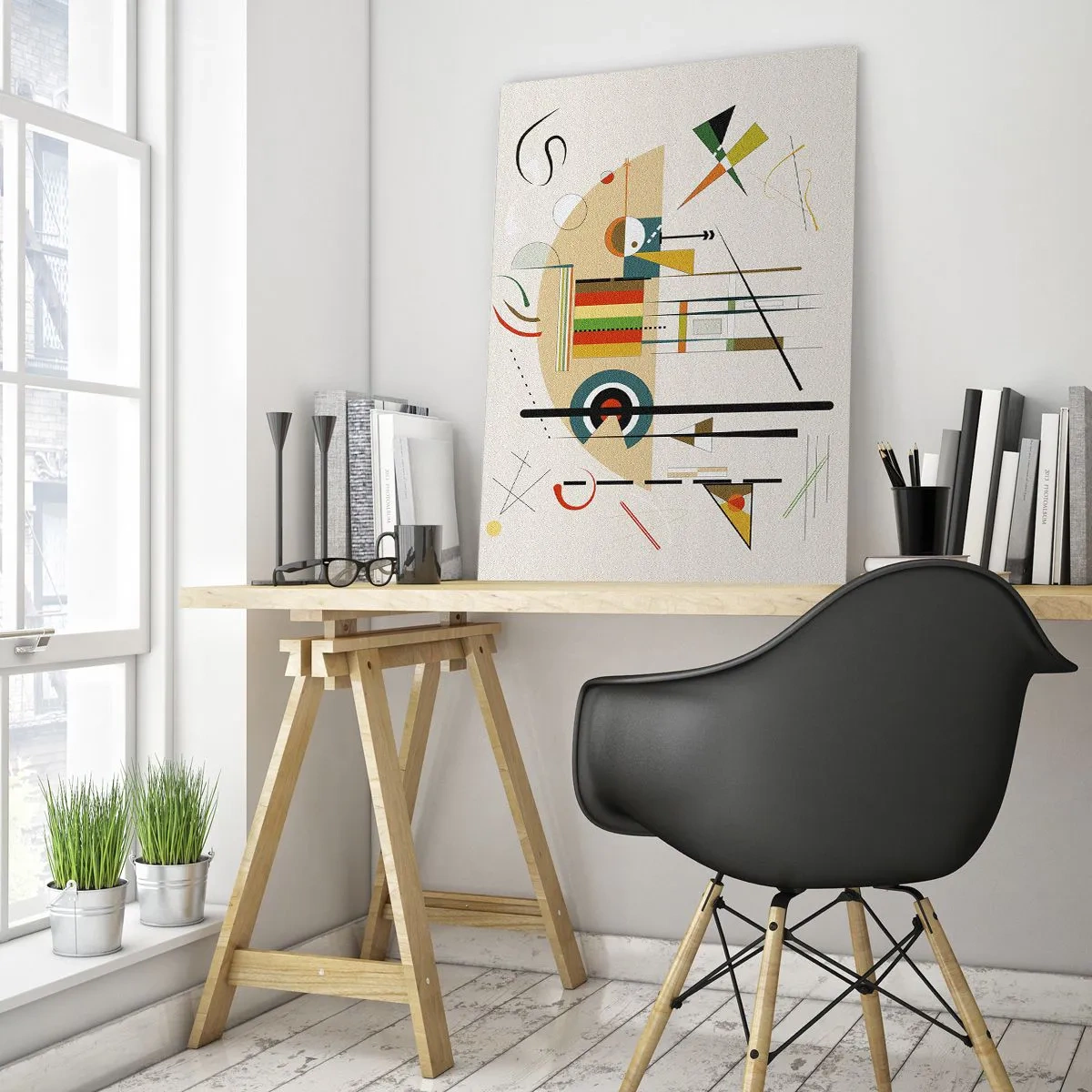 Quadro su vetro - Astrazione colorata con forme geometriche - 80x120cm - E il mondo ride - Decorazione murale moderna per soggiorno e camera da letto ARTTOR