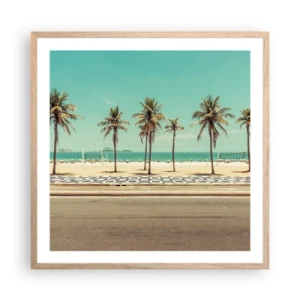 Poster in cornice rovere chiaro - A guardia della spiaggia - 60x60 cm