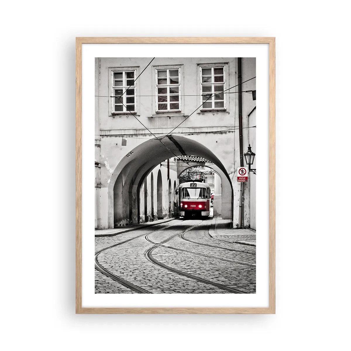 Poster in cornice rovere chiaro - Attraverso il labirinto cittadino - 50x70 cm