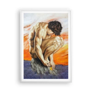 Poster in cornice bianca - Immerso in se stesso - 70x100 cm