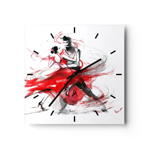 Orologio da parete - Orologio in Vetro - Tango: il ritmo della passione - 40x40 cm
