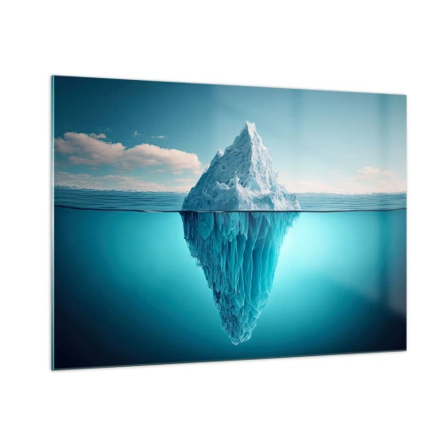 Quadro su vetro - Un iceberg che galleggia nell'oceano, di cui una parte è visibile sott'acqua. - 100x70cm - Il re del ghiaccio - Decorazione murale moderna per soggiorno e camera da letto ARTTOR