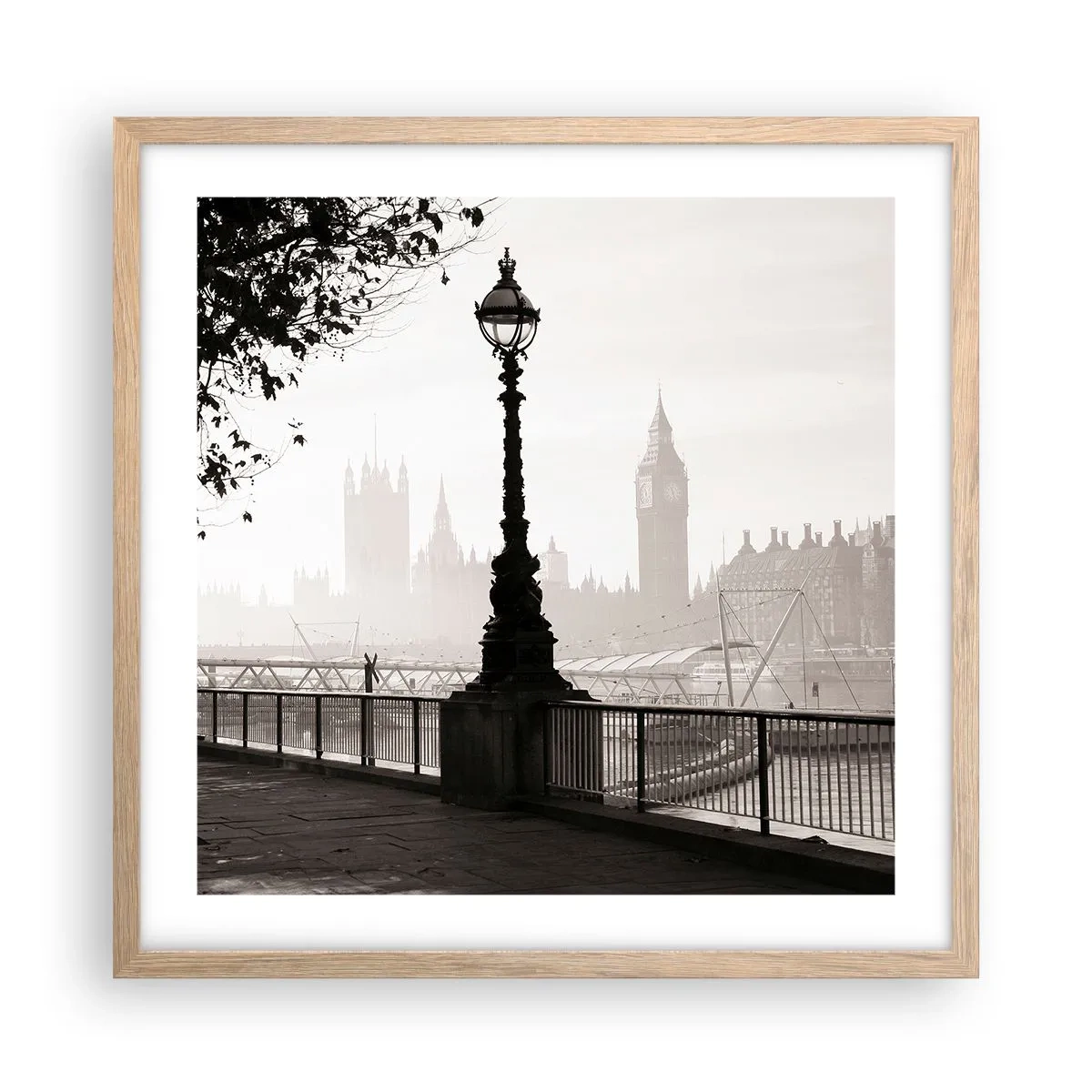 Poster in cornice rovere chiaro - Un mattino a Londra - 50x50 cm
