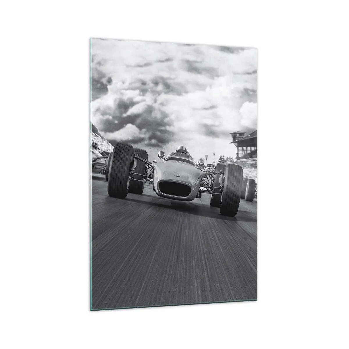 Quadro su vetro - Gara di auto d'epoca in movimento - 70x100cm - C'è la forza! - Decorazione murale moderna per soggiorno e camera da letto ARTTOR
