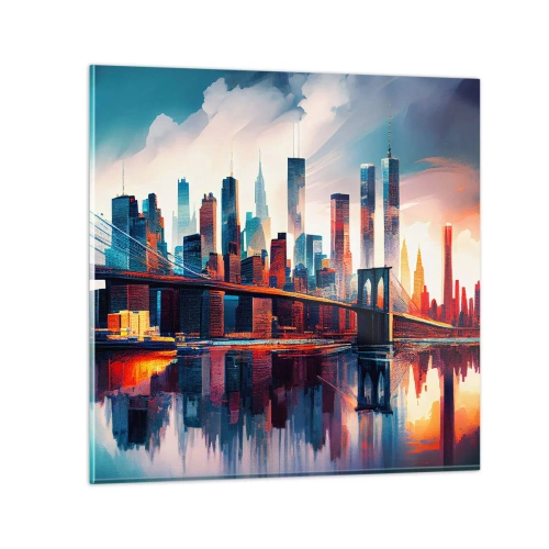 Quadro su vetro - Una New York spettacolare - 70x70 cm