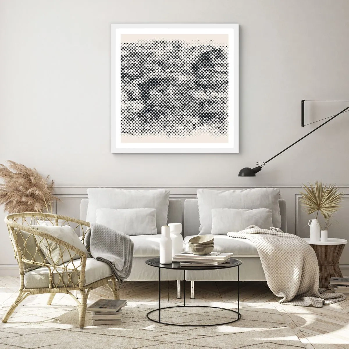 Poster in cornice bianca - Composizione nebbiosa - 40x40 cm