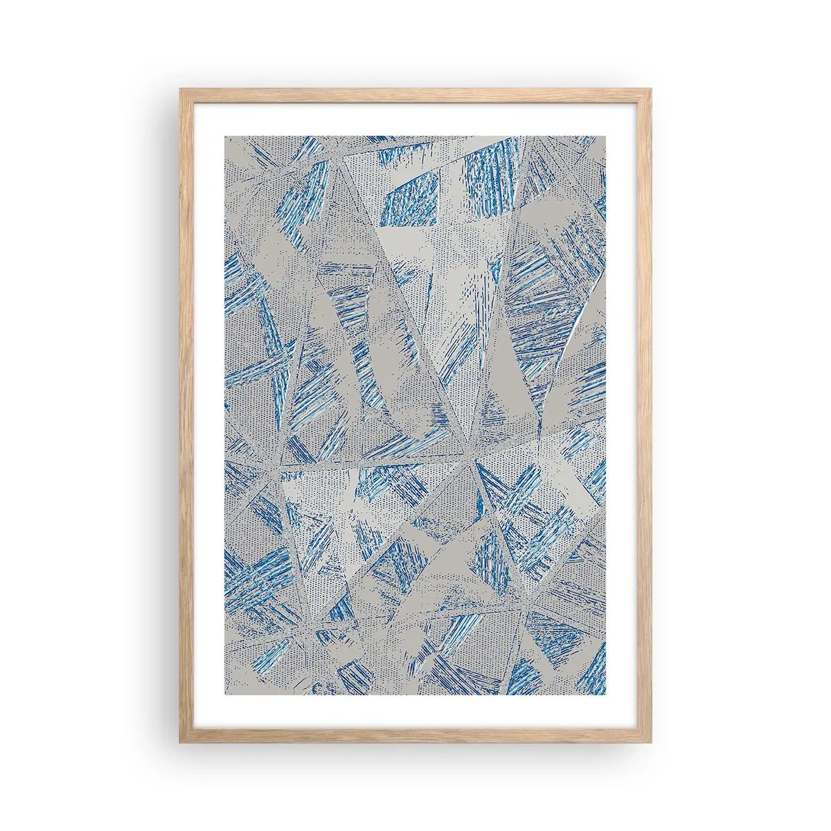 Poster in cornice rovere chiaro - Nel labirinto grigioblu - 50x70 cm