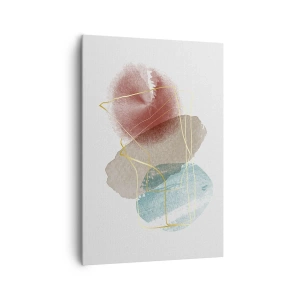 Quadro su tela - Stampe su Tela - Forme astratte con colori delicati e linee dorate - 70x100cm - Coralli dello spazio - Decorazione murale moderna per soggiorno e camera da letto ARTTOR