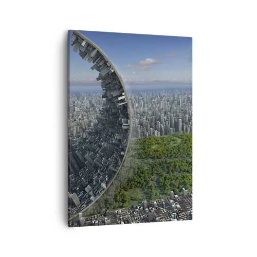 Quadro su tela - Stampe su Tela - Una città dinamica con un tocco surreale - 50x70cm - La natura è eterna - Decorazione murale moderna per soggiorno e camera da letto ARTTOR