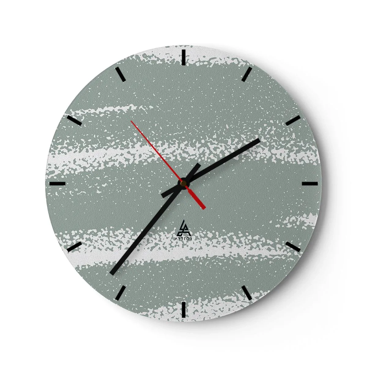 Orologio da parete - Orologio in Vetro - Struttura invernale con abrasioni in tonalità verdastra - 30x30cm - Astrazione in clima invernale - Decorazione murale moderna per soggiorno, cucina e camera da letto ARTTOR