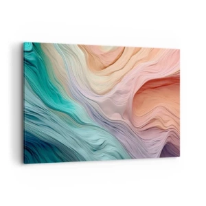 Quadro su tela - Stampe su Tela - Onde astratte nei colori pastello e arcobaleno - 100x70cm - Onda arcobaleno - Decorazione murale moderna per soggiorno e camera da letto ARTTOR