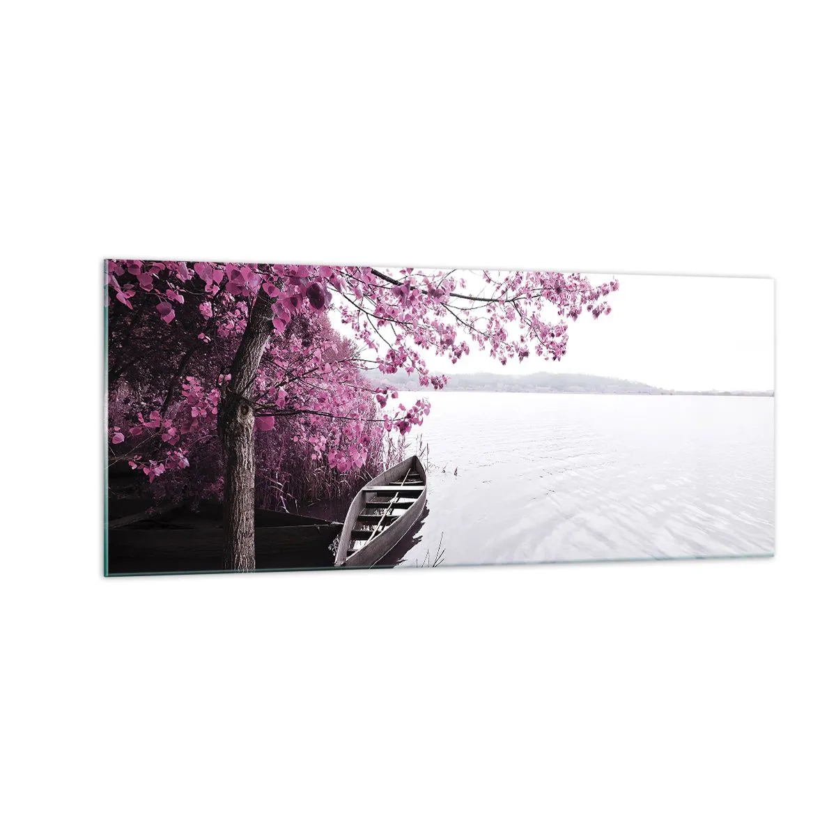 Quadro su vetro - Nel silenzio rosa - 100x40 cm